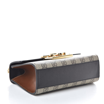 Gucci GG Supreme Monogram Calfskin Small Padlock Shoulder Bag Beige Black Cuir 4 of 10