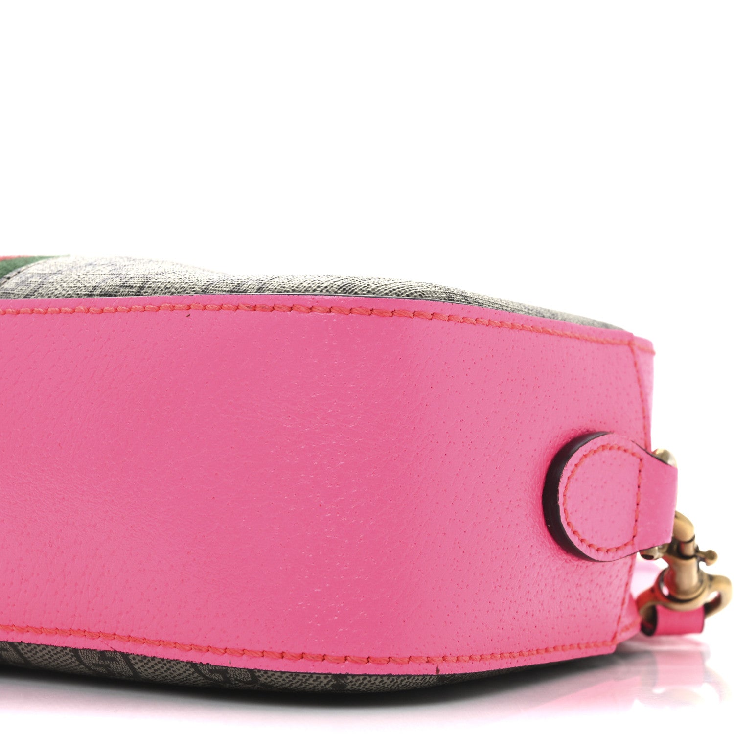 Gucci GG Supreme Monogram Textured Dollar Calfskin Web Ophidia Small Crossbody Bag Beige Ebony Fuchsia 9 of 11