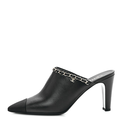 Chanel Lambskin Grosgrain Cap Toe Chain Mule 41 Black 1 of 9