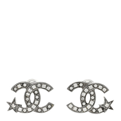 Chanel Crystal CC Starfall Earrings Silver 1 of 4