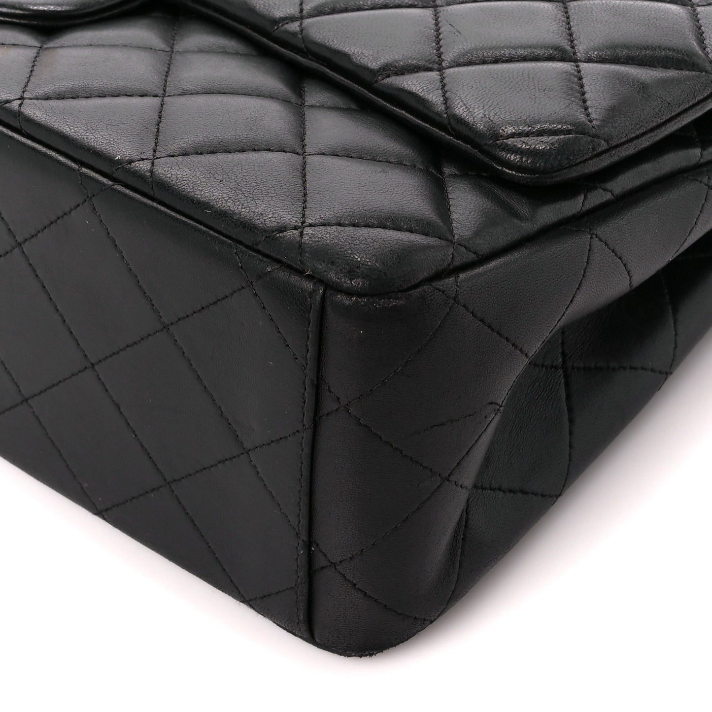 Lambskin Quilted Maxi Double Flap Black