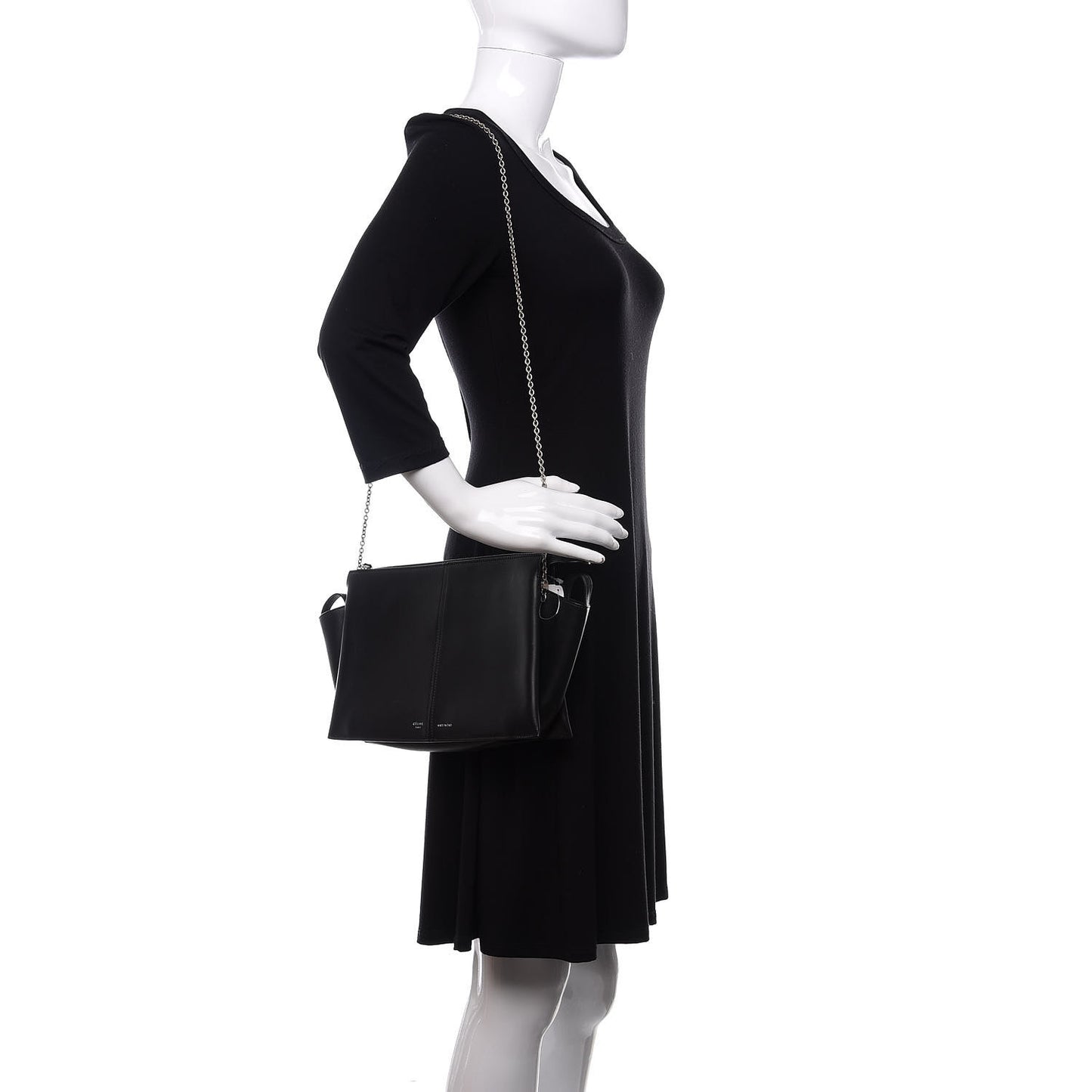 Supple Natural Calfskin Tri-Fold Clutch Black