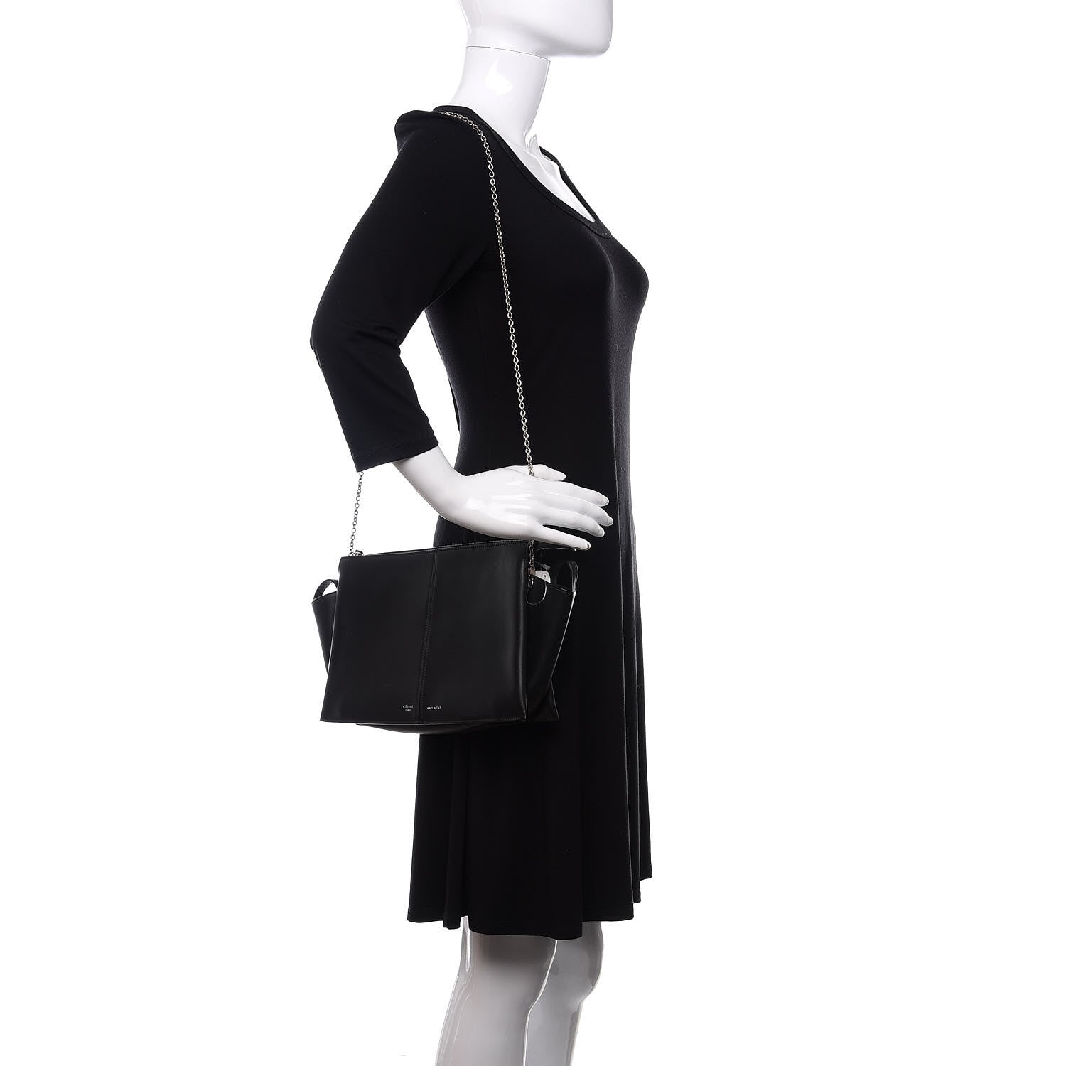Celine Supple Natural Calfskin Tri-Fold Clutch Black 2 of 14