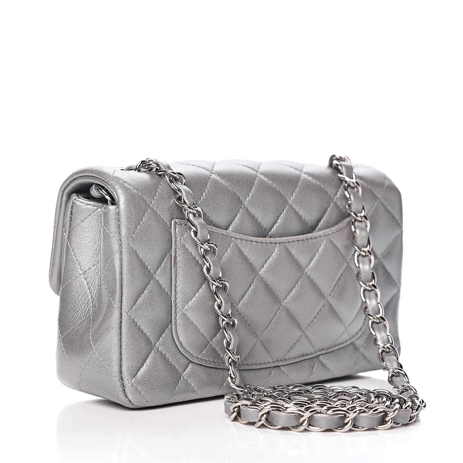 Chanel Metallic Lambskin Quilted Mini Rectangular Flap Silver 4 of 10