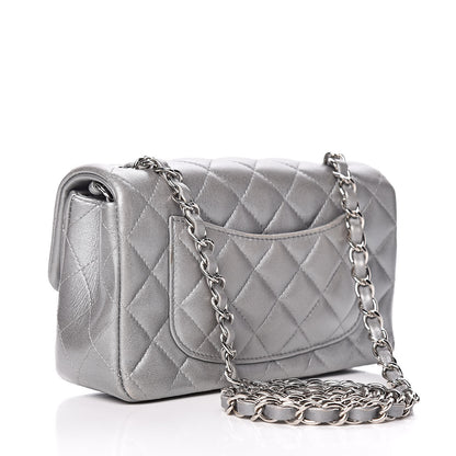 Chanel Metallic Lambskin Quilted Mini Rectangular Flap Silver 4 of 10