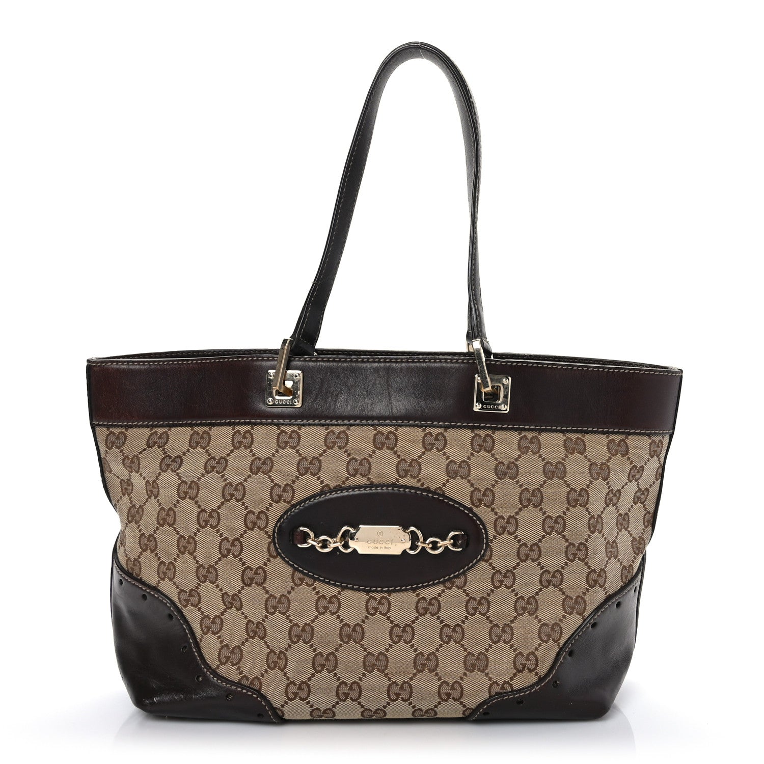 Gucci Monogram Large Punch Tote Dark Brown 1 of 8