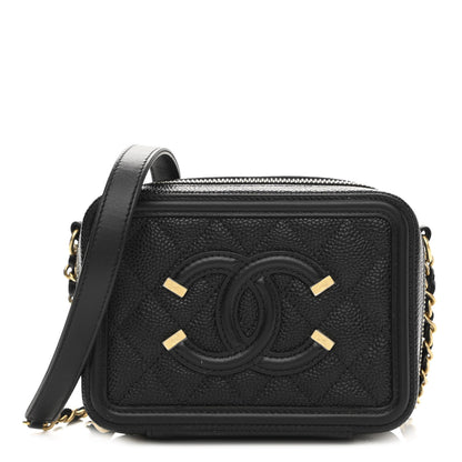 Chanel Caviar Quilted CC Filigree Vanity Clutch With Chain Black 1 of 11