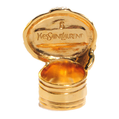 Saint Laurent Glass Cabochon Arty Ovale Ring 6 Gold Coral 4 of 4