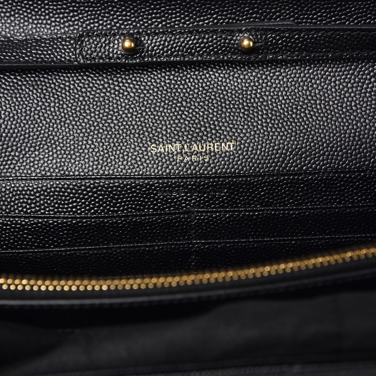 Saint Laurent Grain De Poudre Matelasse Chevron Monogram Chain Wallet Black 6 of 7