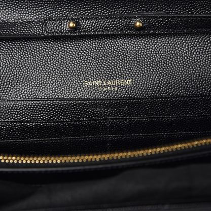 Saint Laurent Grain De Poudre Matelasse Chevron Monogram Chain Wallet Black 6 of 7