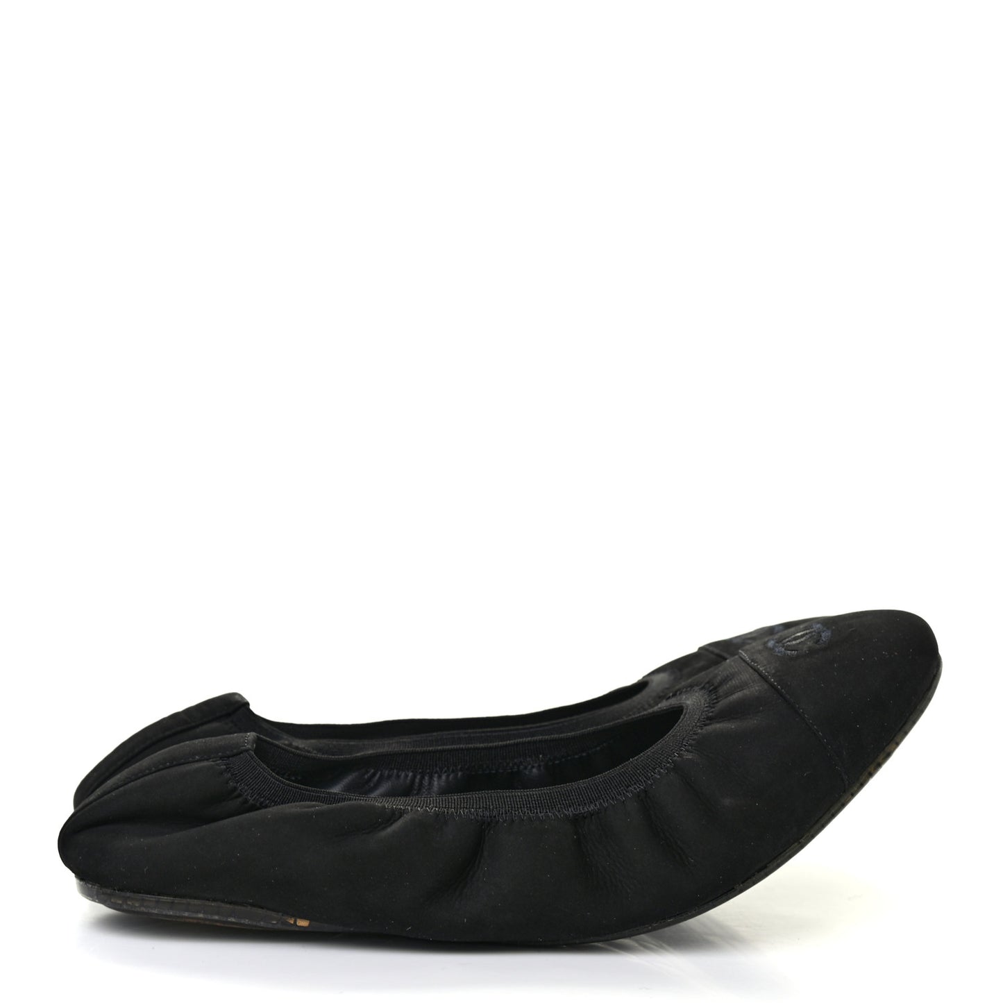 Nubuck Suede CC Elastic Cap Toe Ballerina Flats 39.5 Black