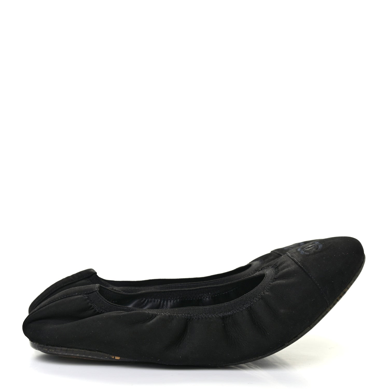 Chanel Nubuck Suede CC Elastic Cap Toe Ballerina Flats 39.5 Black 8 of 8