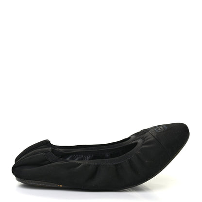 Chanel Nubuck Suede CC Elastic Cap Toe Ballerina Flats 39.5 Black 8 of 8