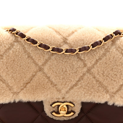 Chanel Shearling Lambskin Quilted Furry Coco Flap Beige Dark Brown 8 of 11