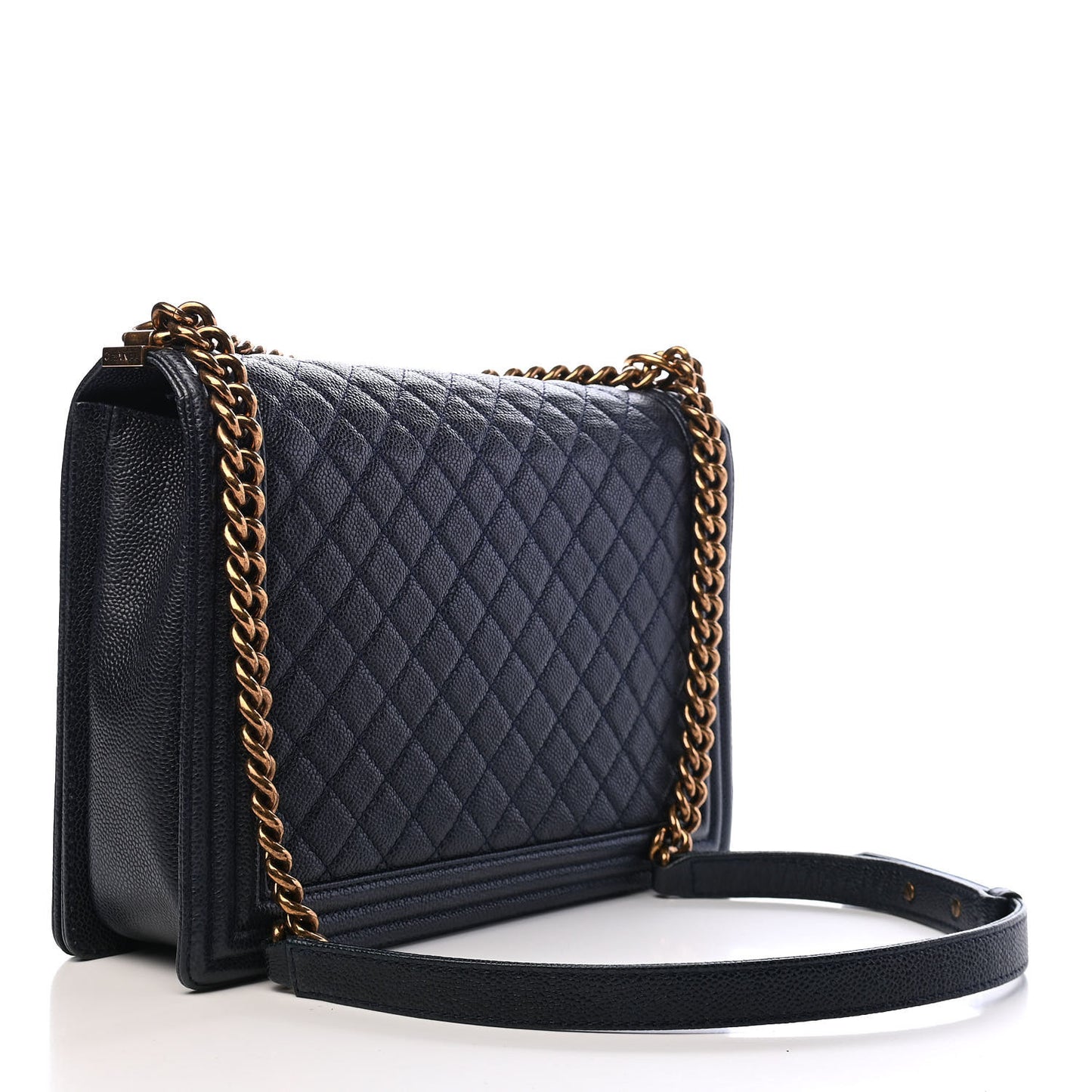 Caviar Quilted Large Boy Flap Blue