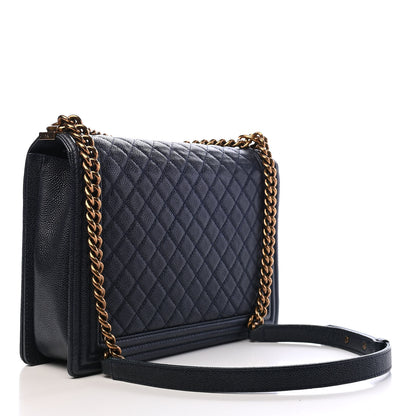 Chanel Caviar Quilted Large Boy Flap Blue 3 of 10
