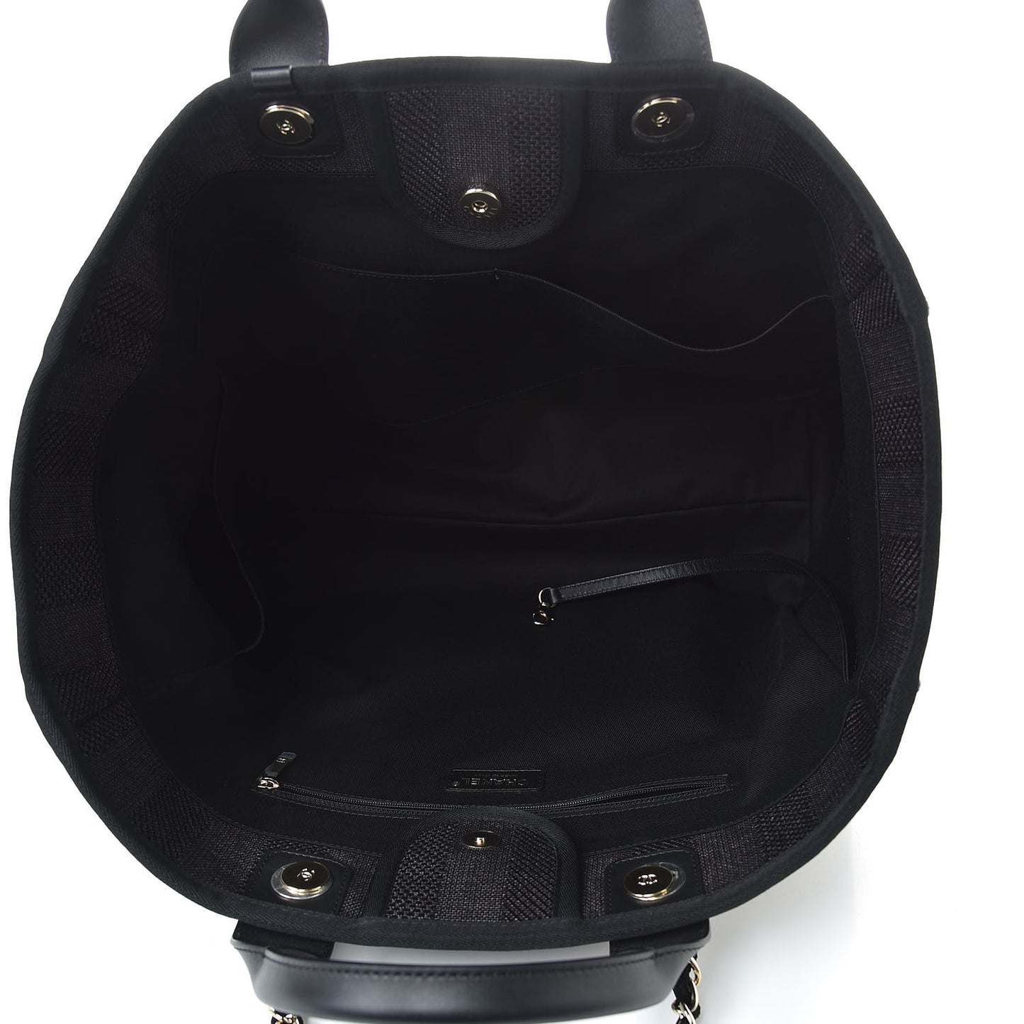 Straw Raffia Calfskin Striped Large Deauville Tote Black