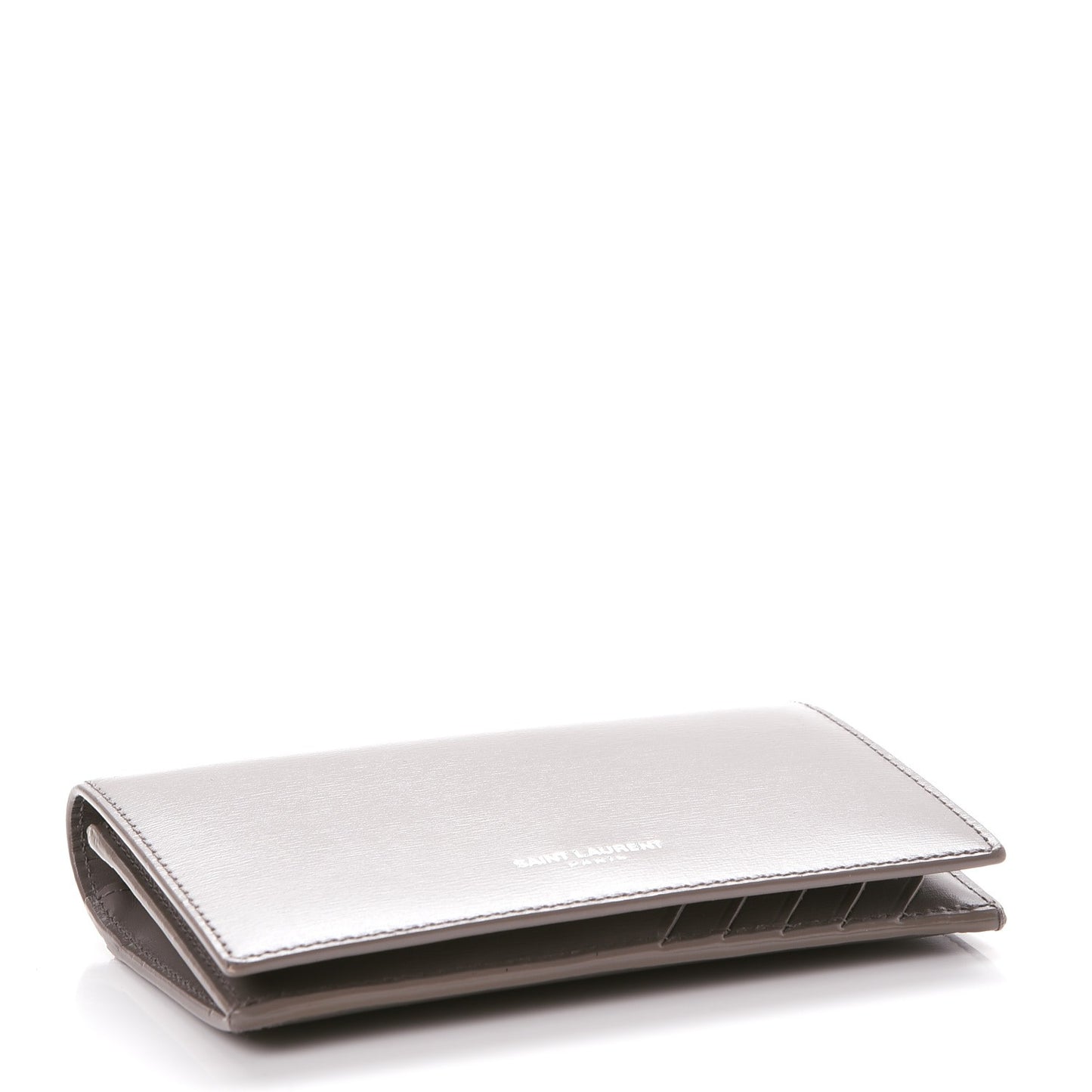 Calfskin Fragments Flap Wallet Fog