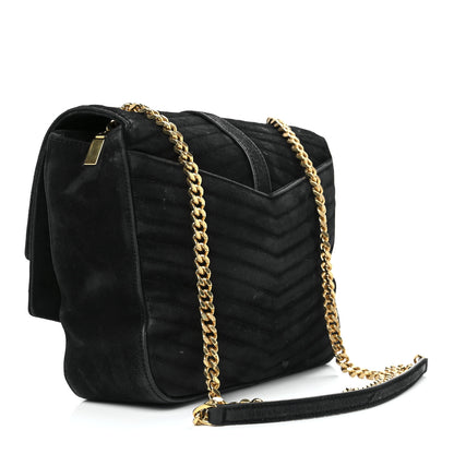 Saint Laurent Suede Matelasse Chevron Monogram Medium Sulpice Black 3 of 14