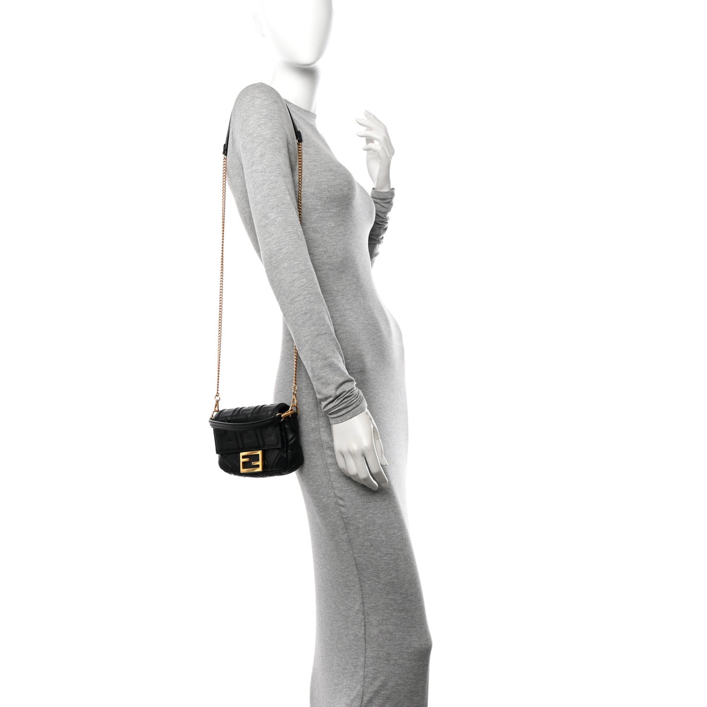 Nappa FF 1974 Embossed Mini Baguette Black