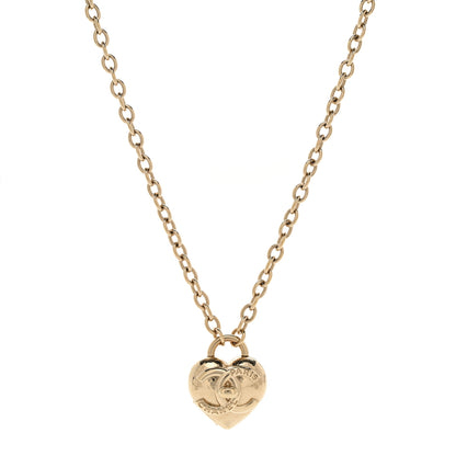 Chanel Metal CC Heart Turnlock Necklace Gold 1 of 4