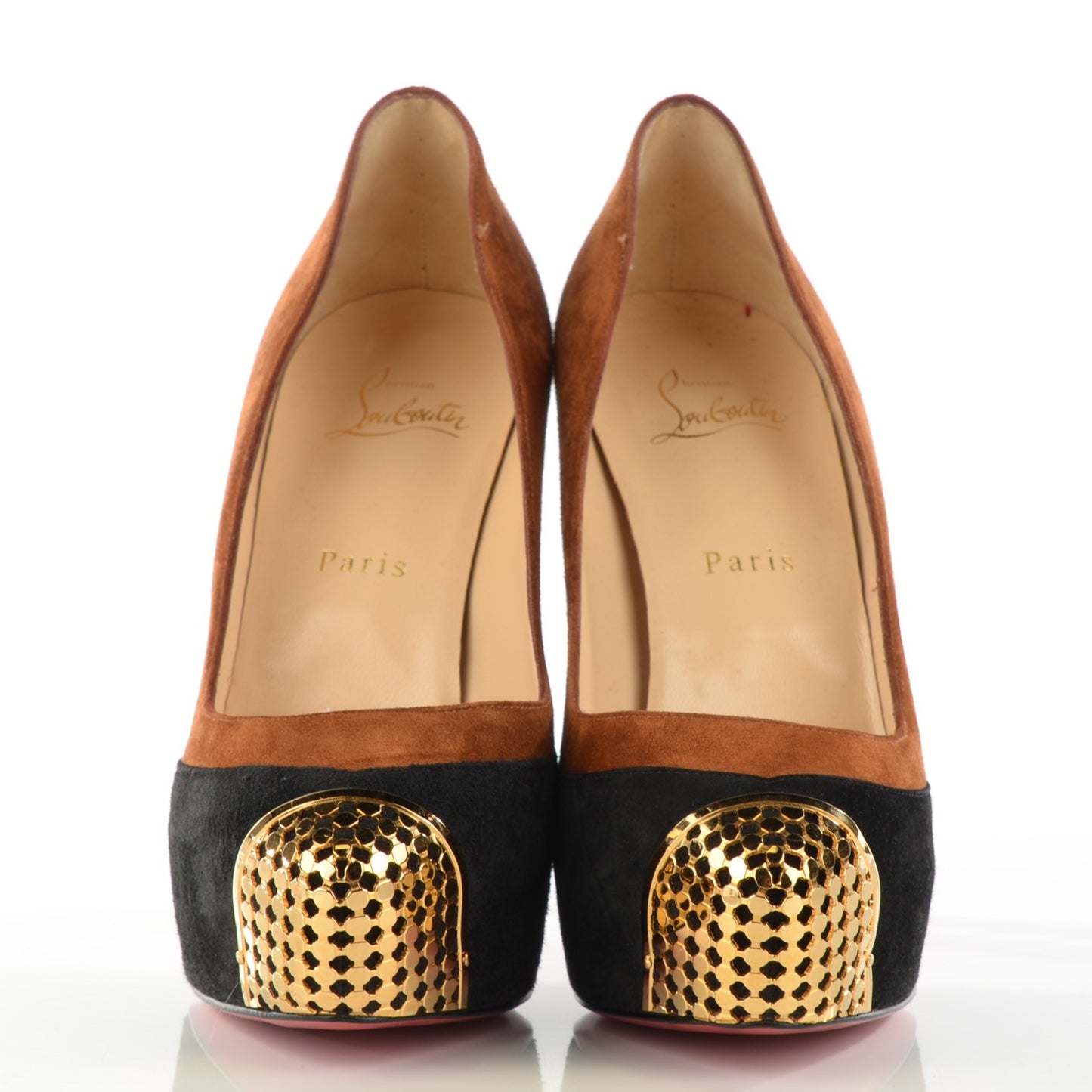 Suede Calfskin Maggie 140 Pumps 38.5 Black Brown