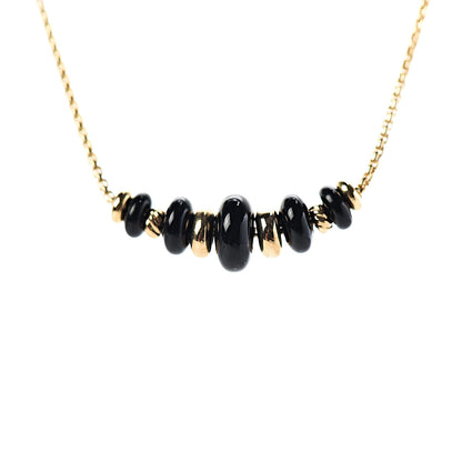 David Yurman 18K Yellow Gold Black Onyx Rio Rondelle Short Station Necklace 4 of 5