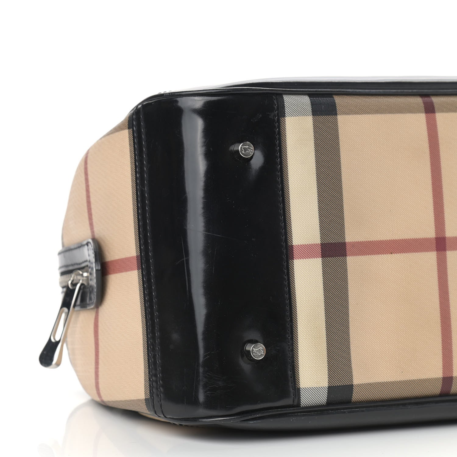 Burberry Supernova Check Patent Bowling Bag Black 18 of 19