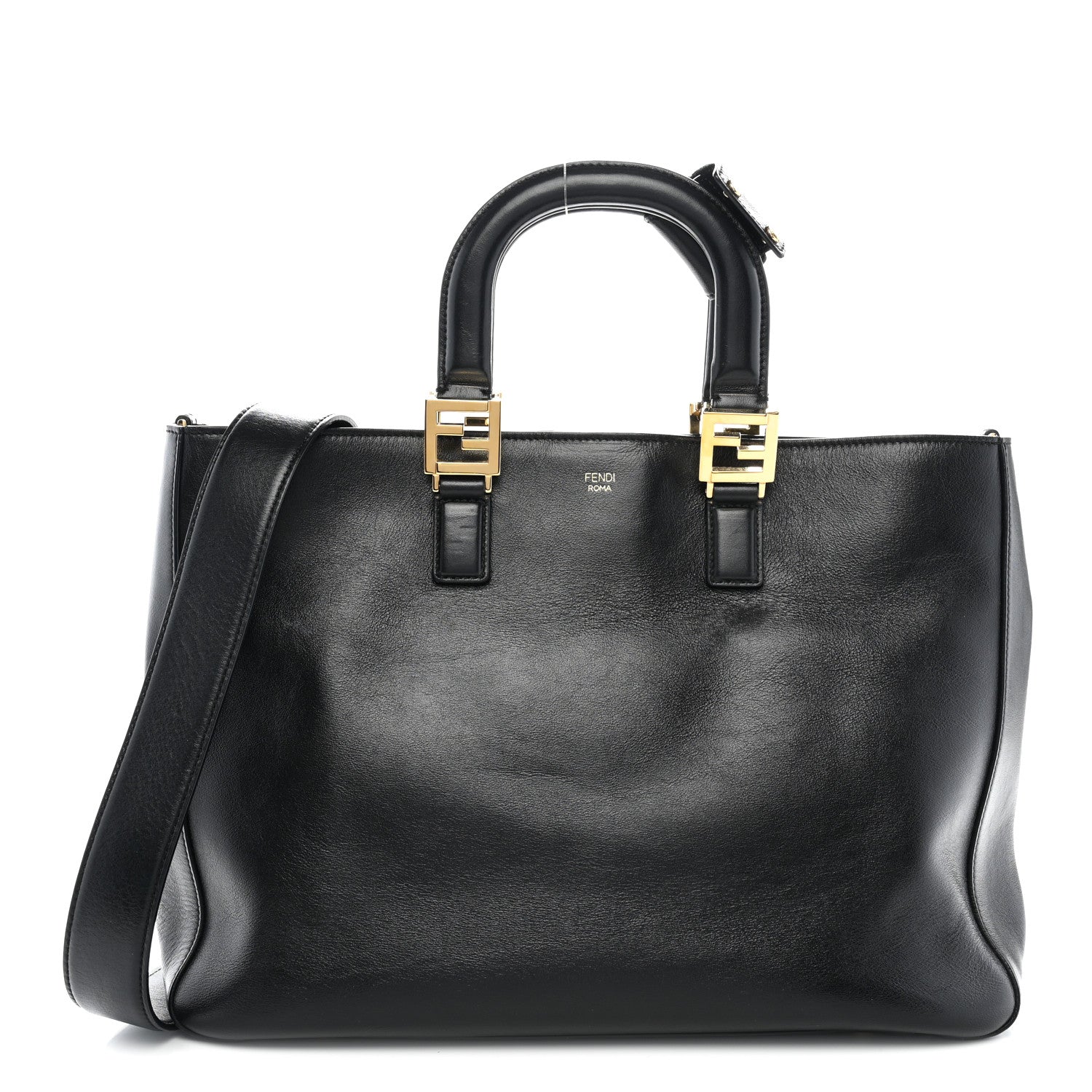Fendi Vitello Glacier Medium FF Tote Black 1 of 10