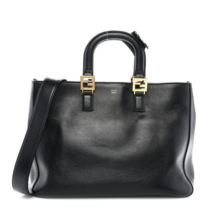 Fendi Vitello Glacier Medium FF Tote Black 1 of 10
