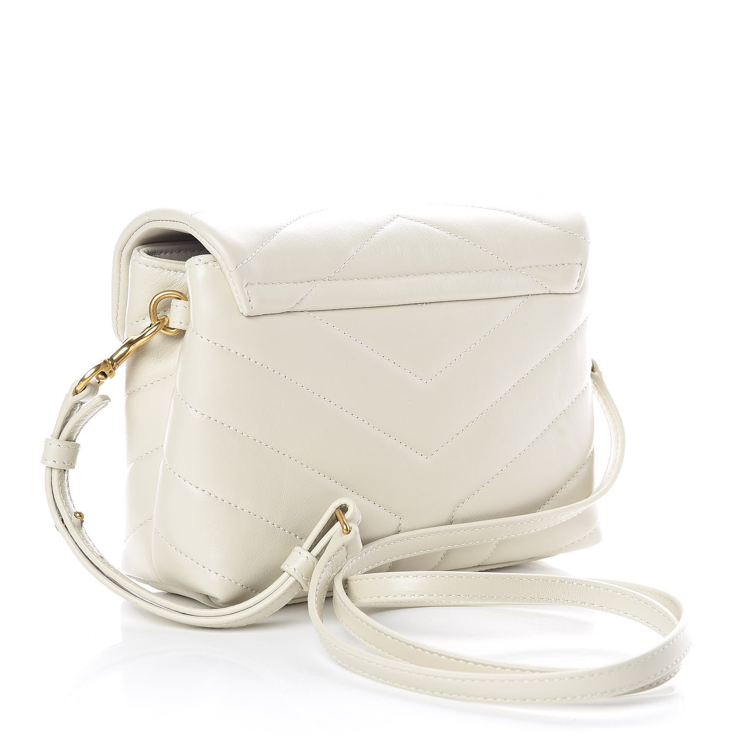 Saint Laurent Calfskin Y Quilted Monogram Toy Loulou Crossbody Bag Crema Soft 3 of 8