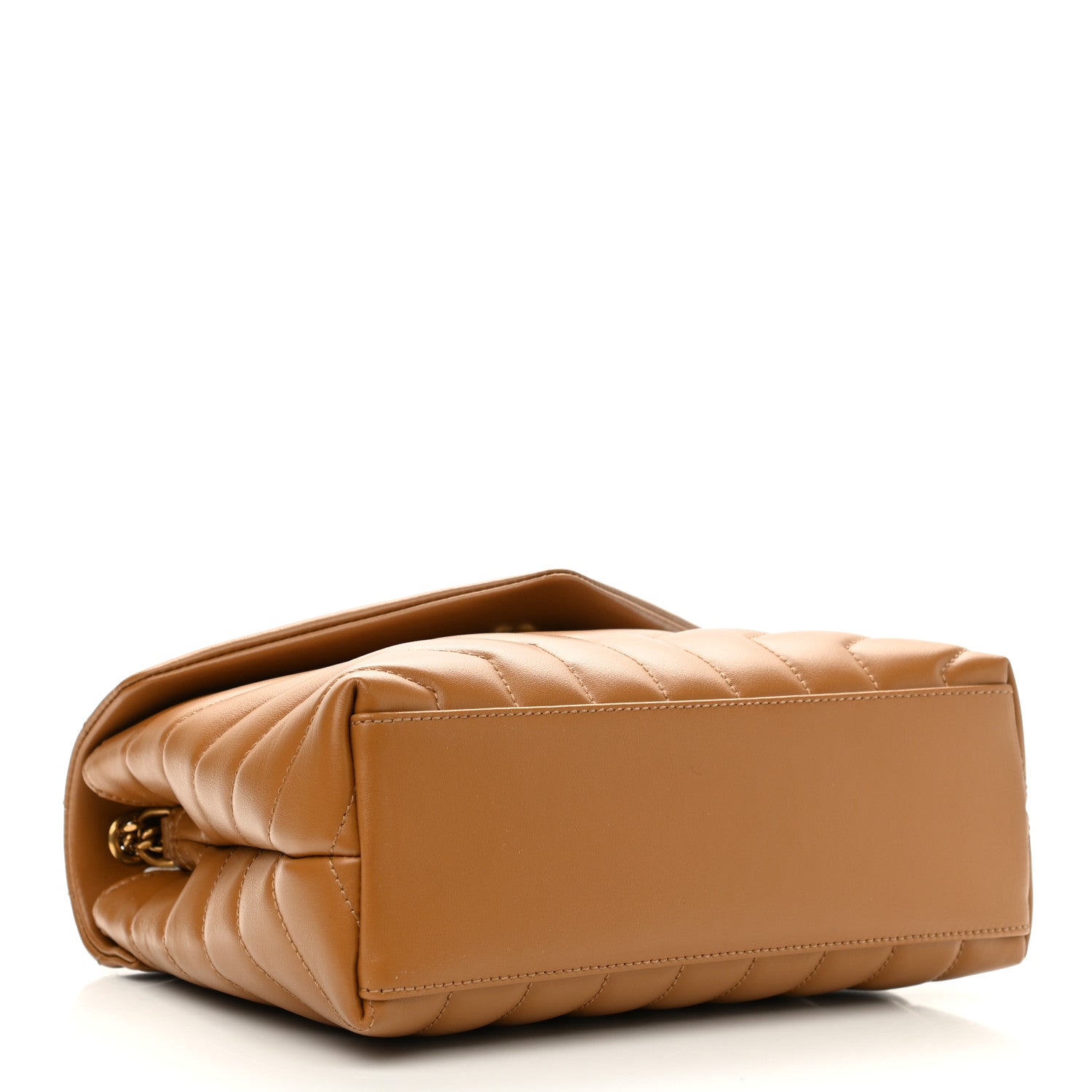 Saint Laurent Calfskin Y Quilted Monogram Small Loulou Chain Satchel Dark Natural 4 of 10