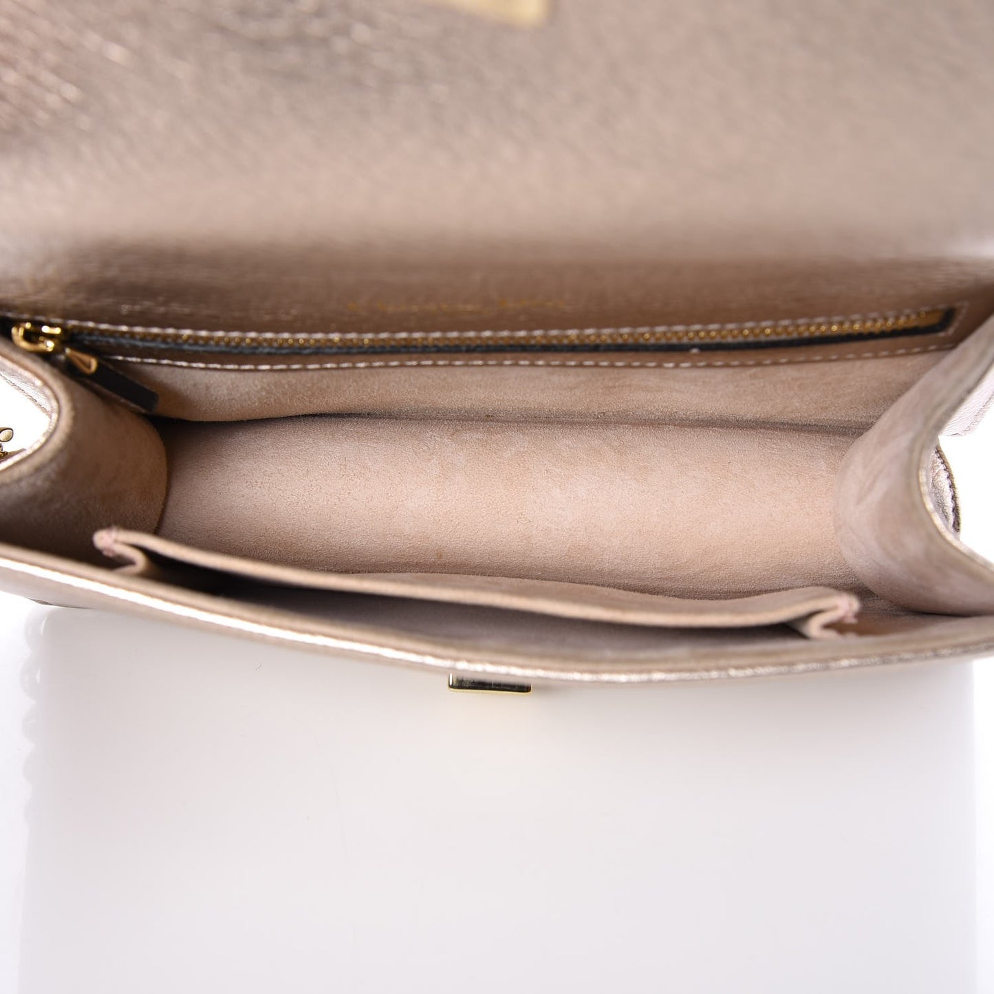 Metallic Grained Calfskin Small Diorama Flap Bag Copper