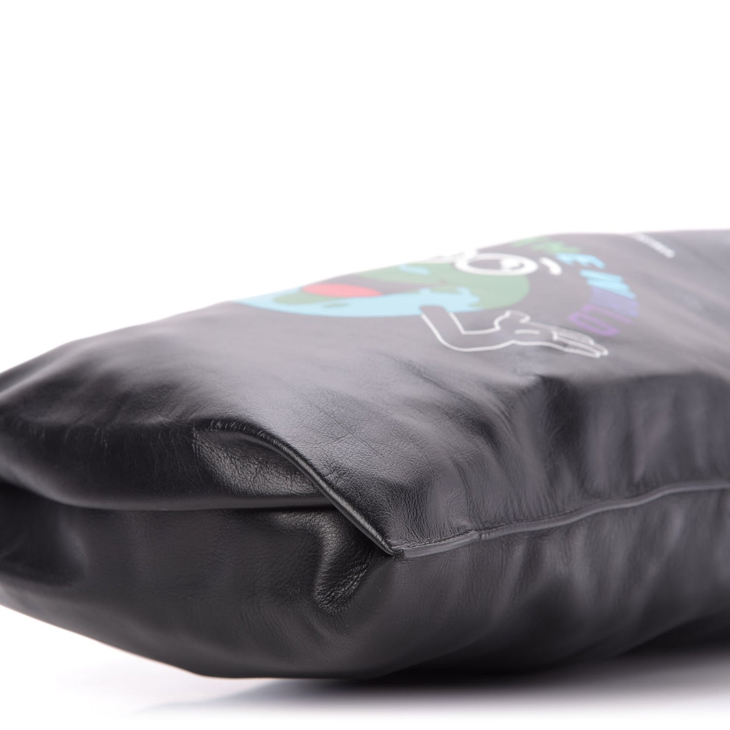 Calfskin Printed You Are The World Plastic Bag Shopper S Black