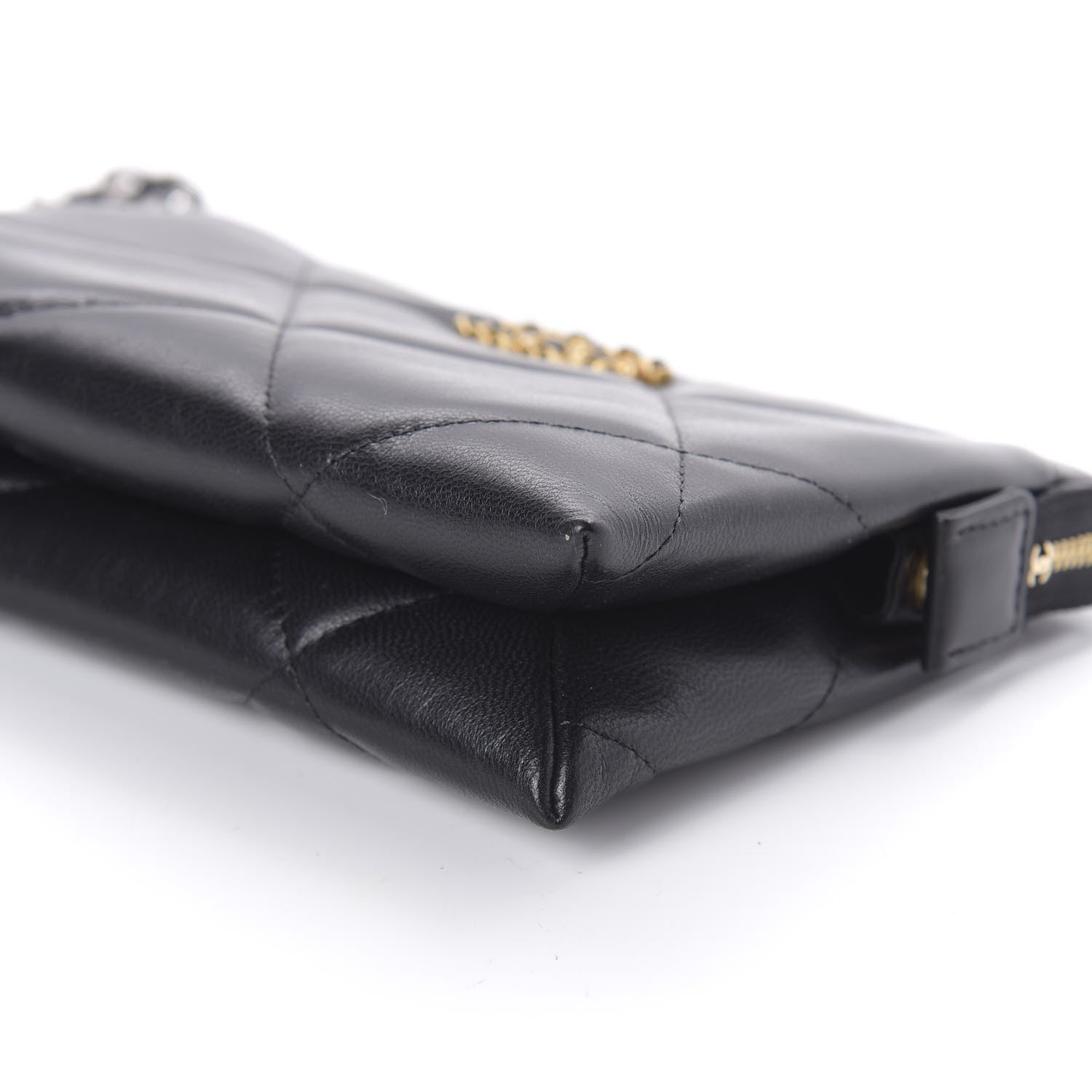 Chanel Shiny Goatskin Quilted Small Chanel 19 Pouch With Handle Black 7 of 11