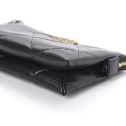 Chanel Shiny Goatskin Quilted Small Chanel 19 Pouch With Handle Black 7 of 11
