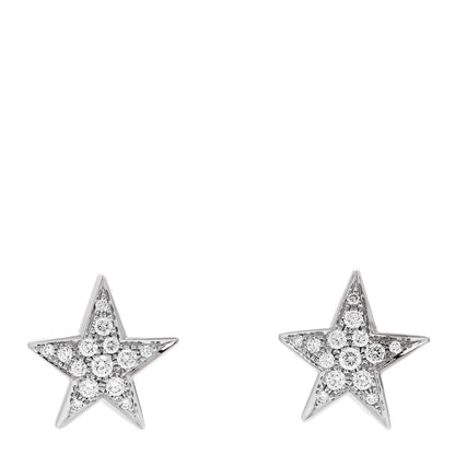 Chanel 18K White Gold Diamond Medium Comete Geode Earrings 1 of 5