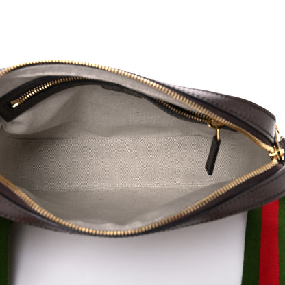 Gucci Monogram Jumbo GG Textured Dollar Calfskin Web Messenger Shoulder Bag Camel Ebony New Acero 5 of 16