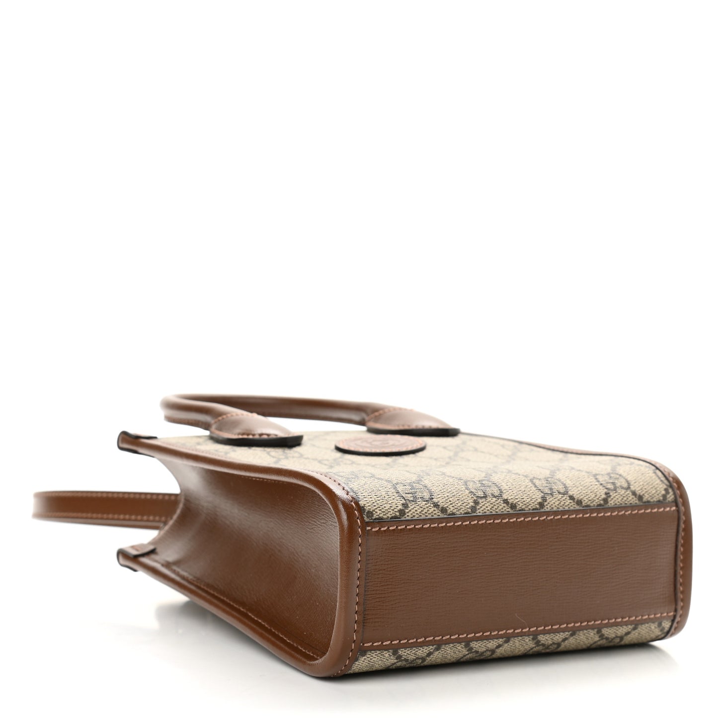 GG Supreme Monogram Azalea Calfskin Mini Retro Interlocking G Tote Bag Beige Ebony Brown Sugar