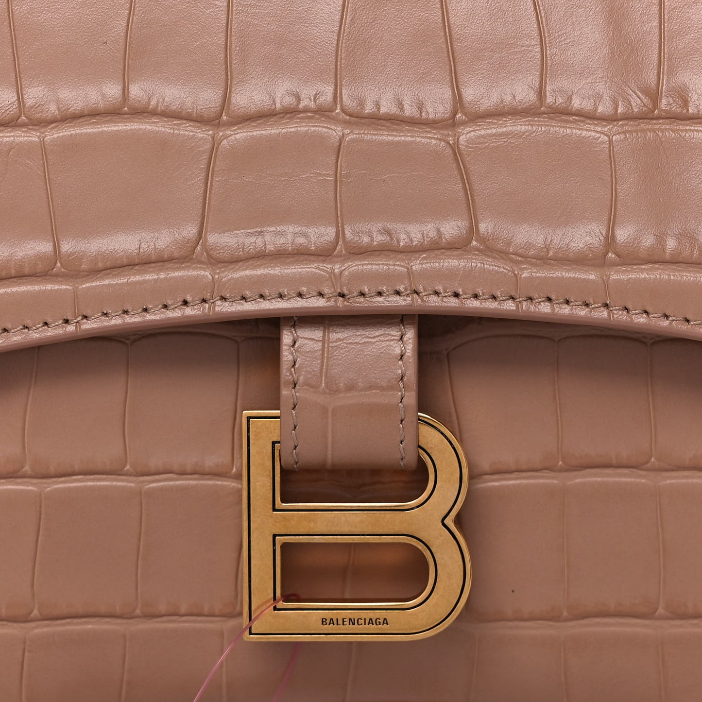 Extra Supple Calfskin Crocodile Embossed XS Downtown Shoulder Bag Nude Beige