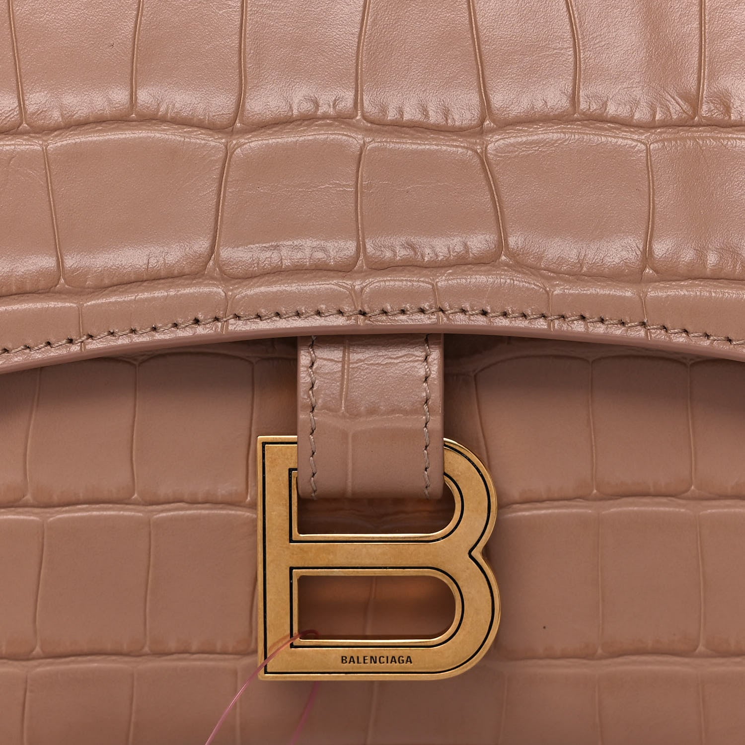 Balenciaga Extra Supple Calfskin Crocodile Embossed XS Downtown Shoulder Bag Nude Beige 8 of 11