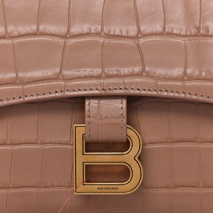 Balenciaga Extra Supple Calfskin Crocodile Embossed XS Downtown Shoulder Bag Nude Beige 8 of 11