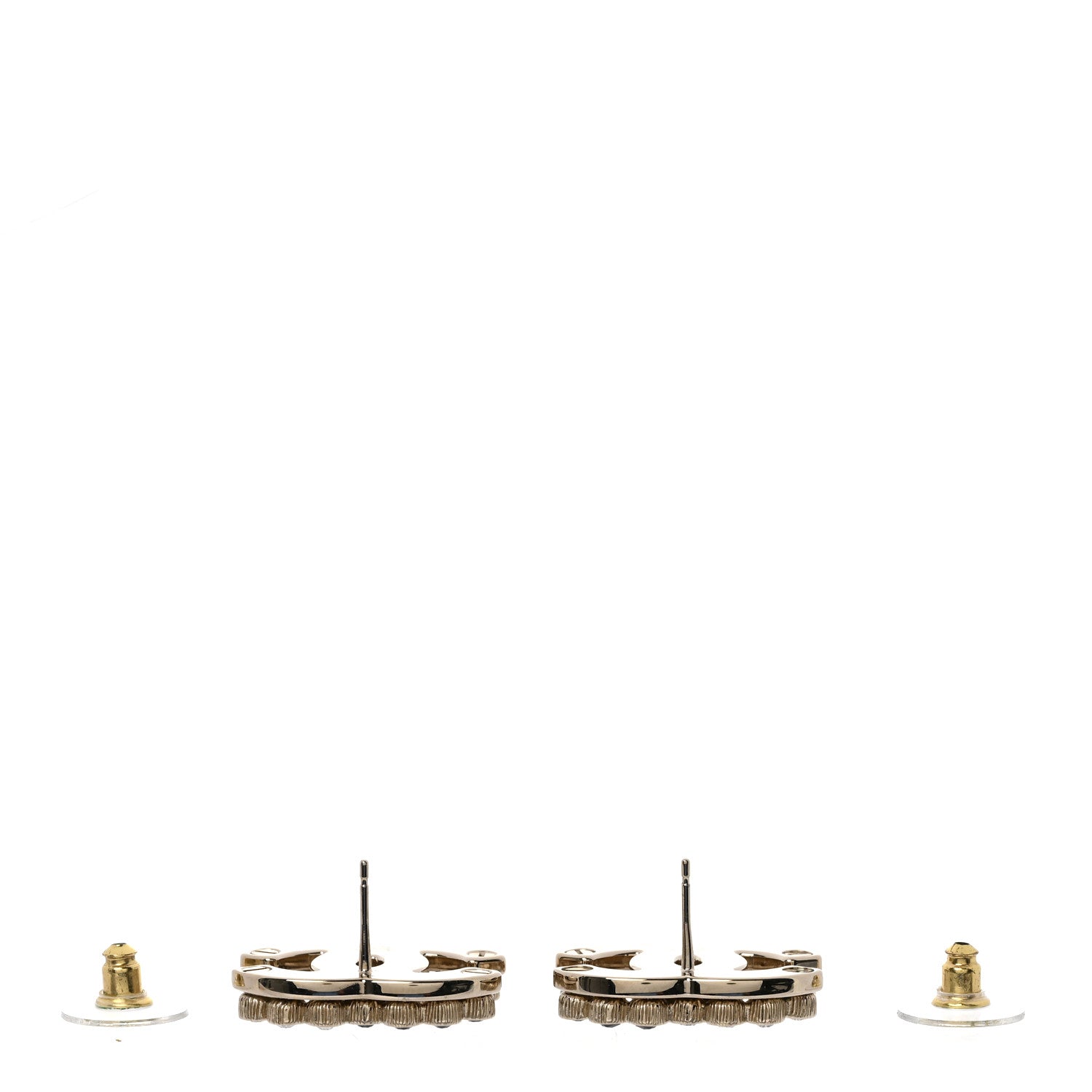 Chanel Crystal CC Earrings Black Gold 3 of 5