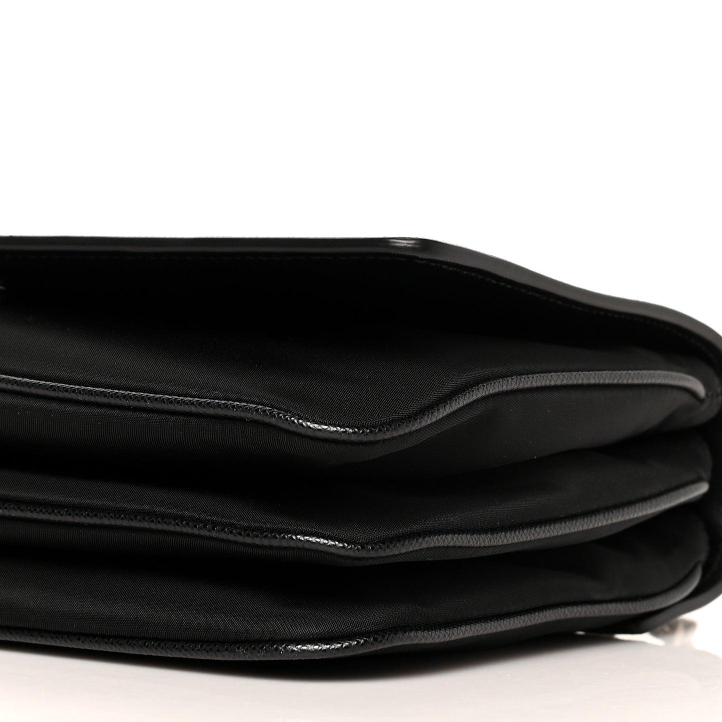Saffiano Tessuto Nylon Chain Shoulder Bag Black