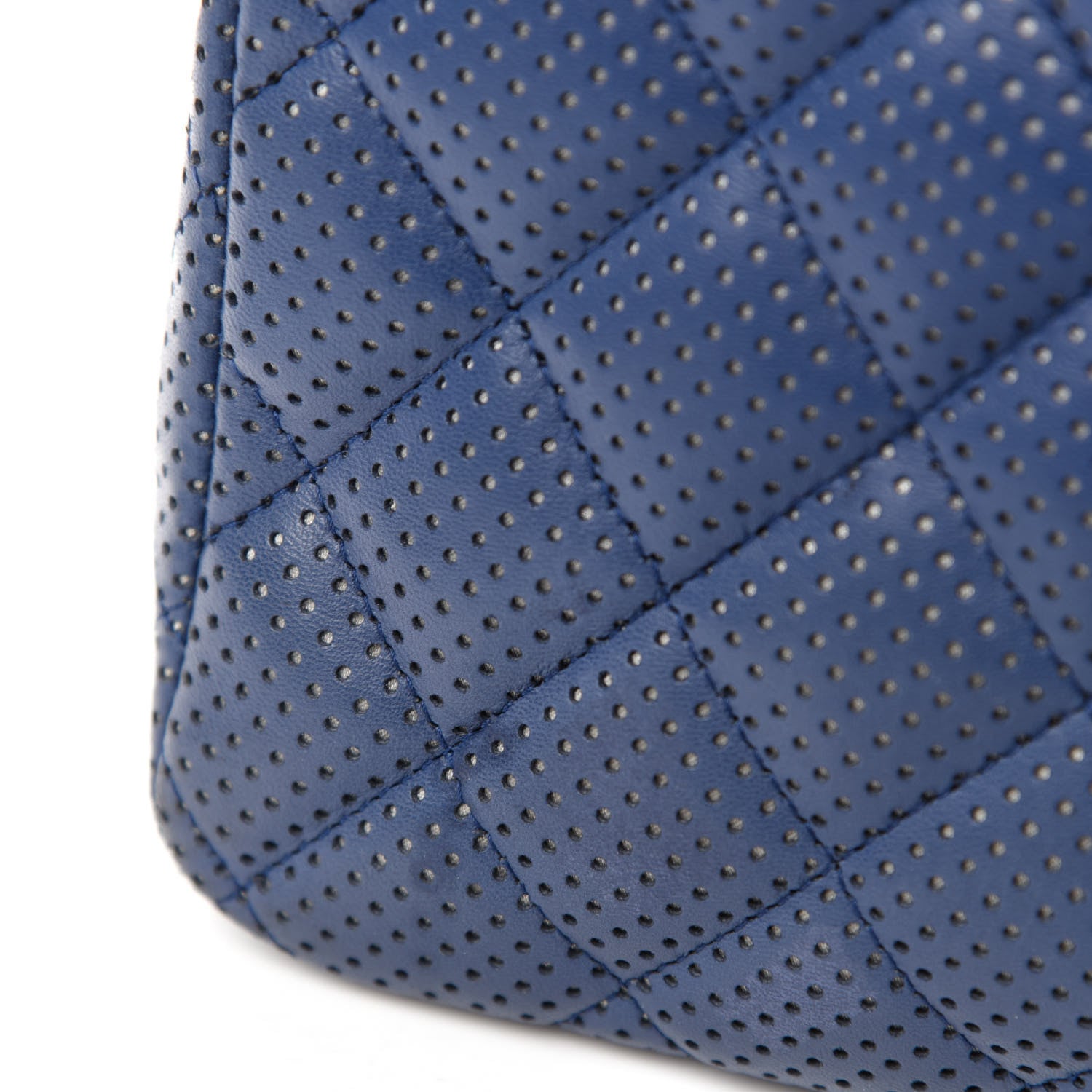 Chanel Lambskin Perforated Jumbo Single Flap Blue 11 of 17