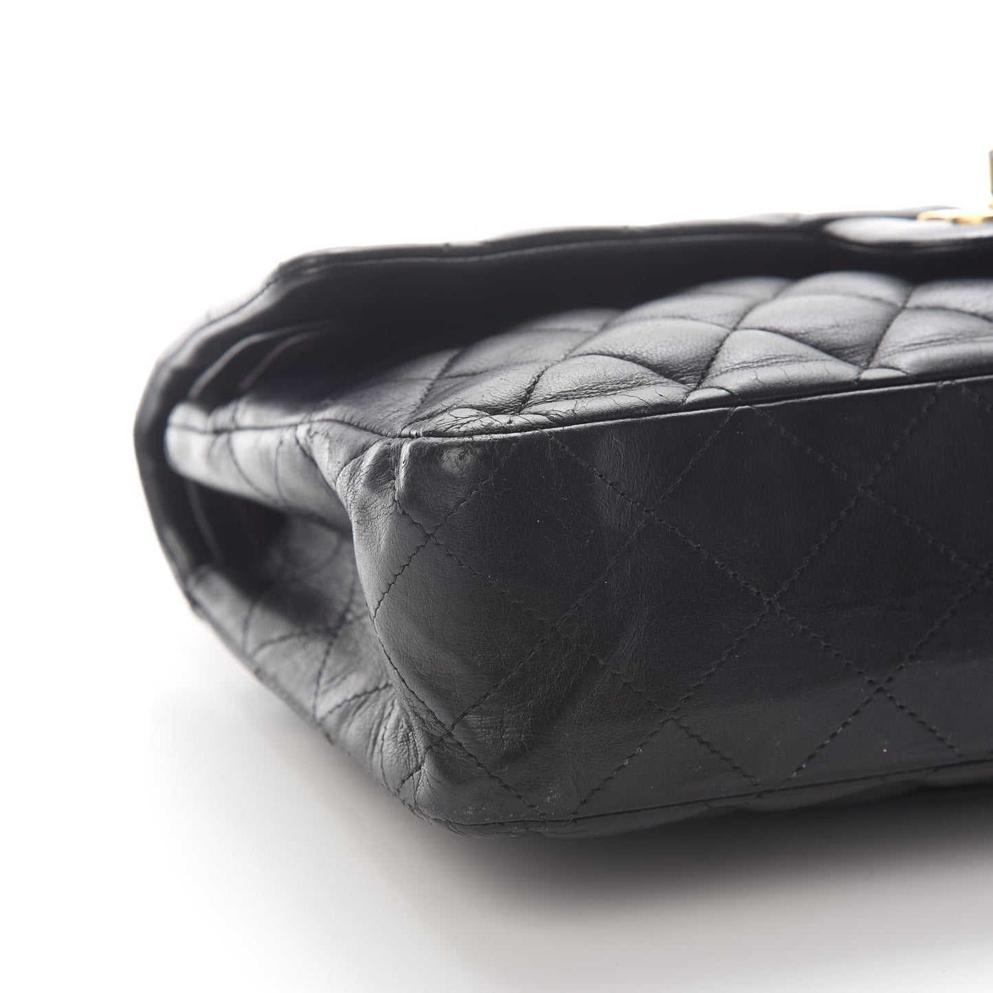 Lambskin Quilted Medium Double Flap Black