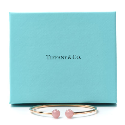 Tiffany 18K Rose Gold Rose Quartz HardWear Ball Wire Bracelet 5 of 5