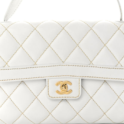 Chanel Calfskin Quilted Wild Stitch Large Flap White 7 of 10