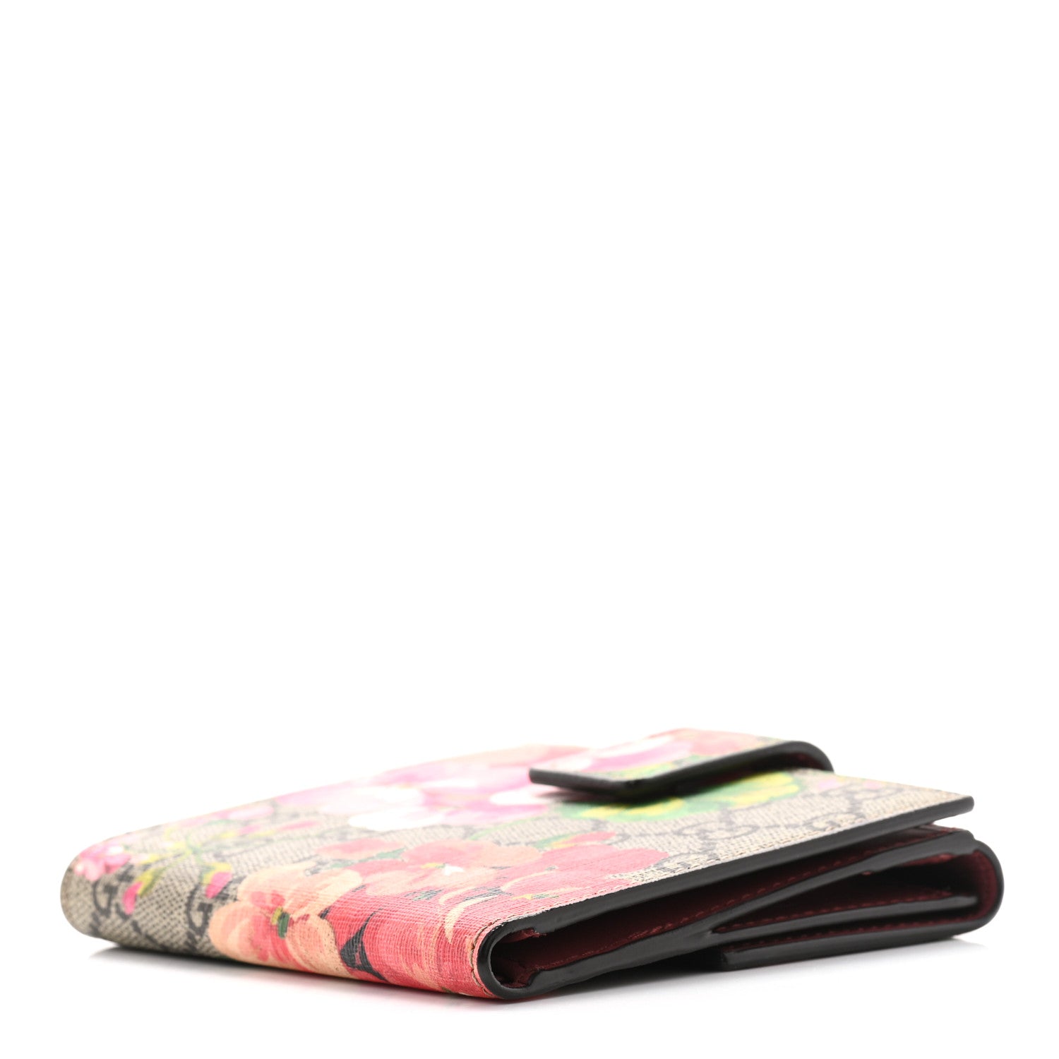 Gucci GG Supreme Monogram Blooms French Flap Wallet Beige Multicolor Dry Rose 3 of 6