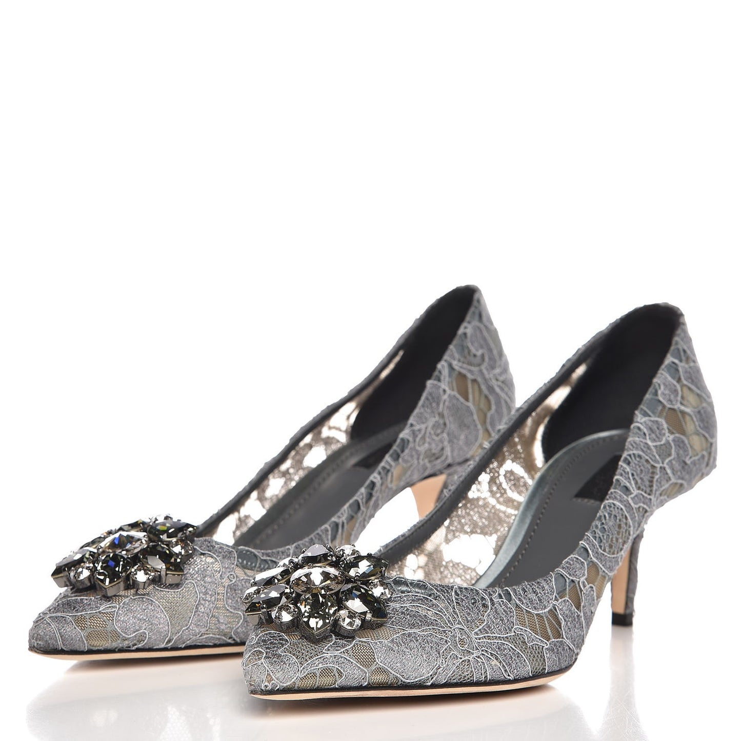 Lace Embellished Rosa Pumps 40 Grey